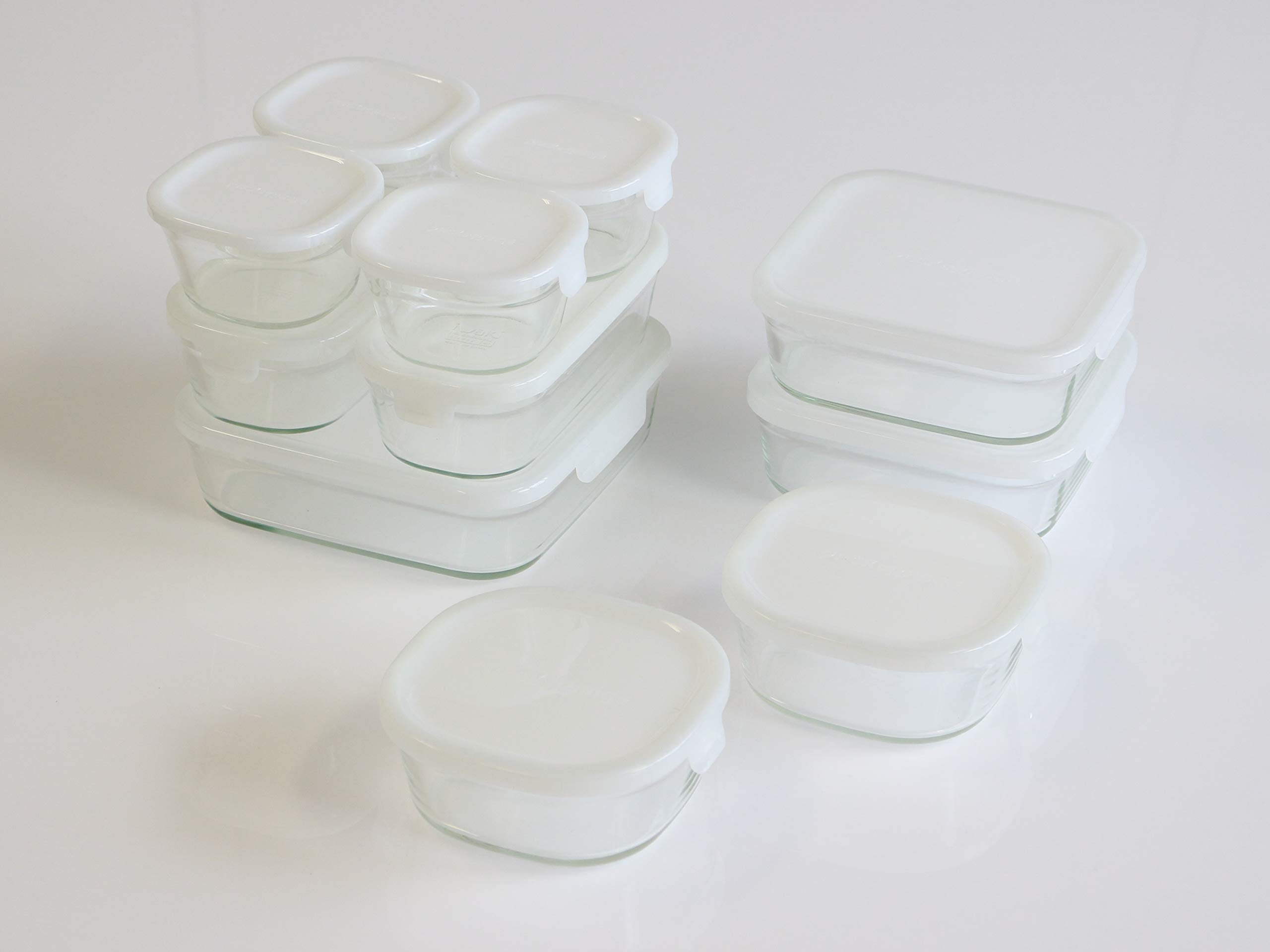 Iwaki Japan Ps-Prn-11W Heat Resistant Glass Storage Container 11Pc Set 200Ml-1200Ml