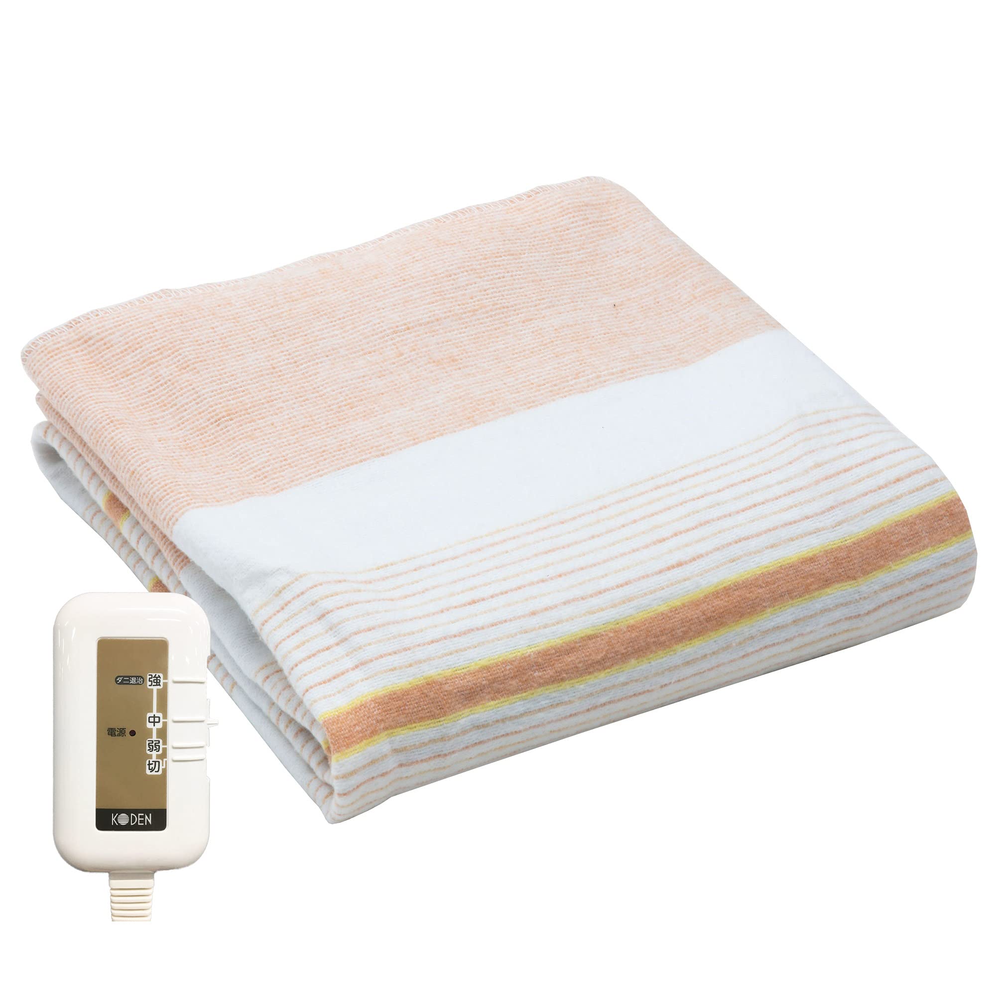 Hiroden Vws401H-D Electric Blanket 130X80Cm Orange Striped Washable Tick Repellent Japan - YOYO JAPAN