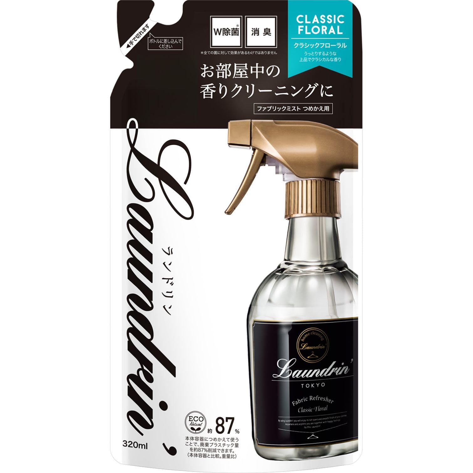 Laundry Laundrin Disinfectant Deodorizer Fabric Mist Classic Floral Refill 320Ml - YOYO JAPAN