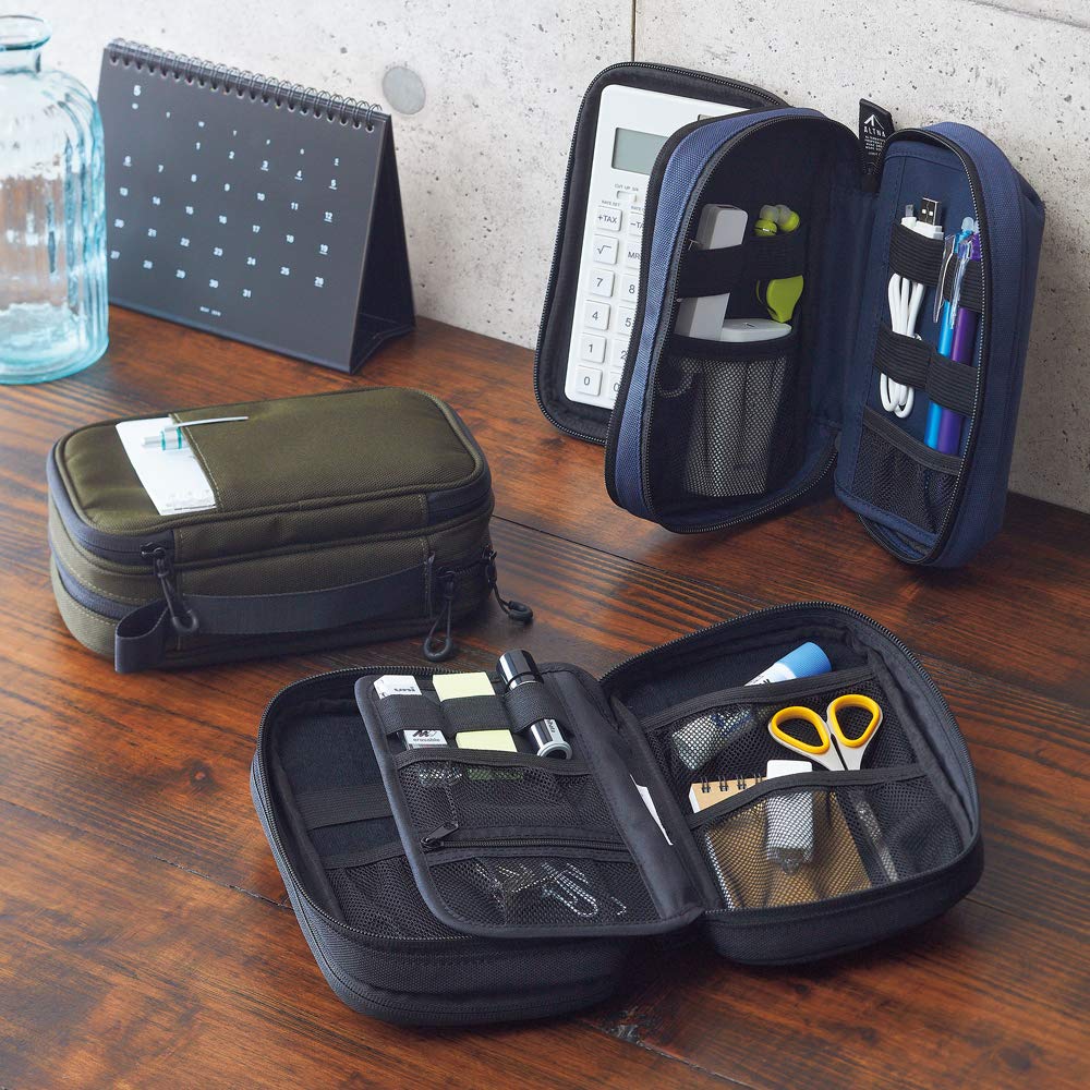 Lihit Lab Japan Cordura Tool Pouch Double Pen Pouch A7765-24 Black - YOYO JAPAN