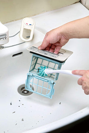 Mameita Washing Machine Filter Brush Lb-313 White Blue 4X4X24Cm - Made In Japan - YOYO JAPAN