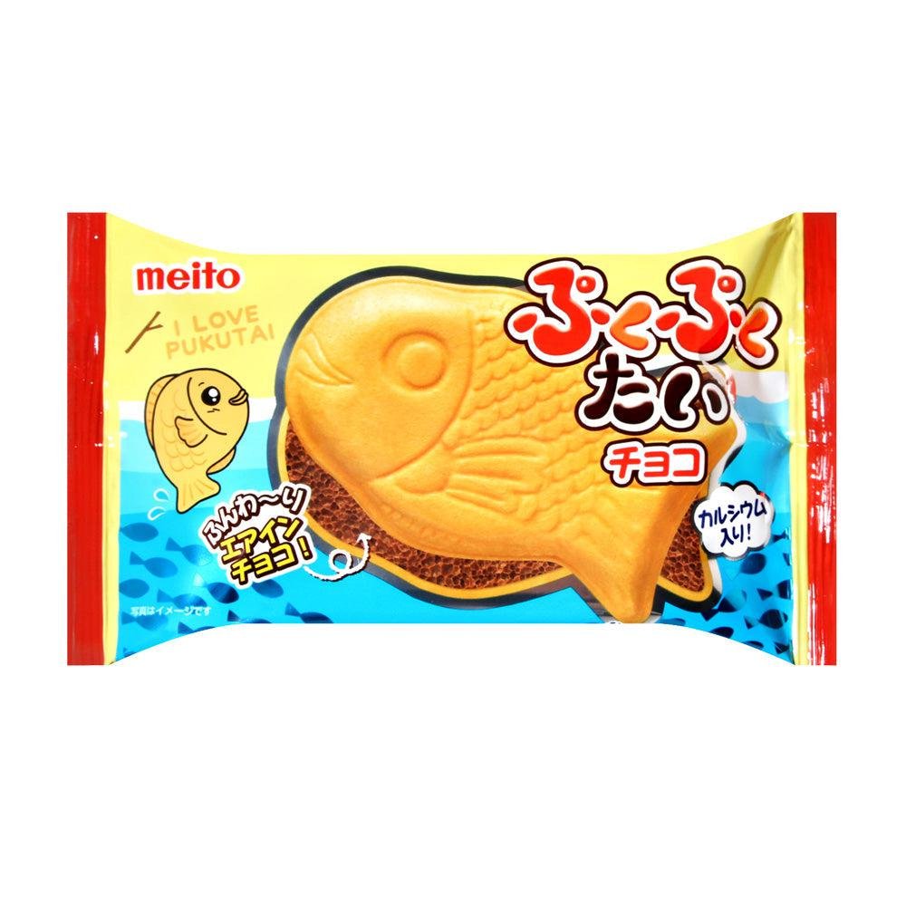 Meito Pukupuku Tai Taiyaki Chocolate Filled Fish Shaped Monaka Wafer (Pack of 10)