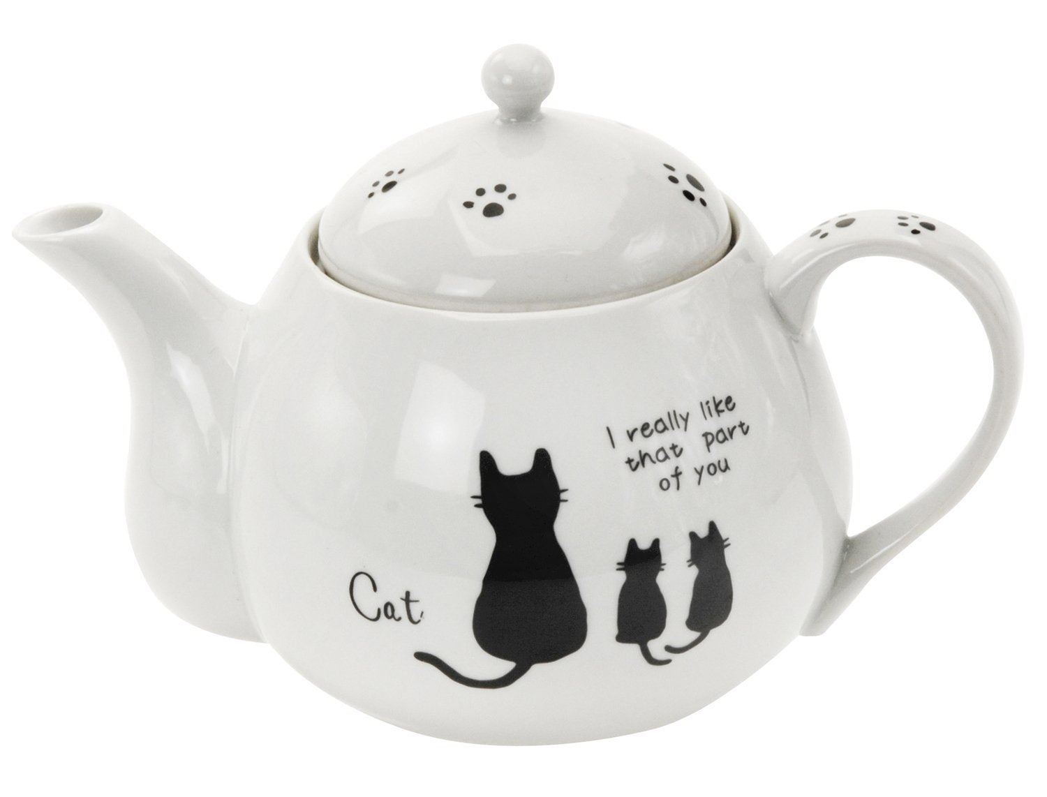 Itsumi Pottery Mino Ware Karugaru Mk Pot Black Cat 051148 With Cylindrical Tea Strainer - Made In Japan - YOYO JAPAN