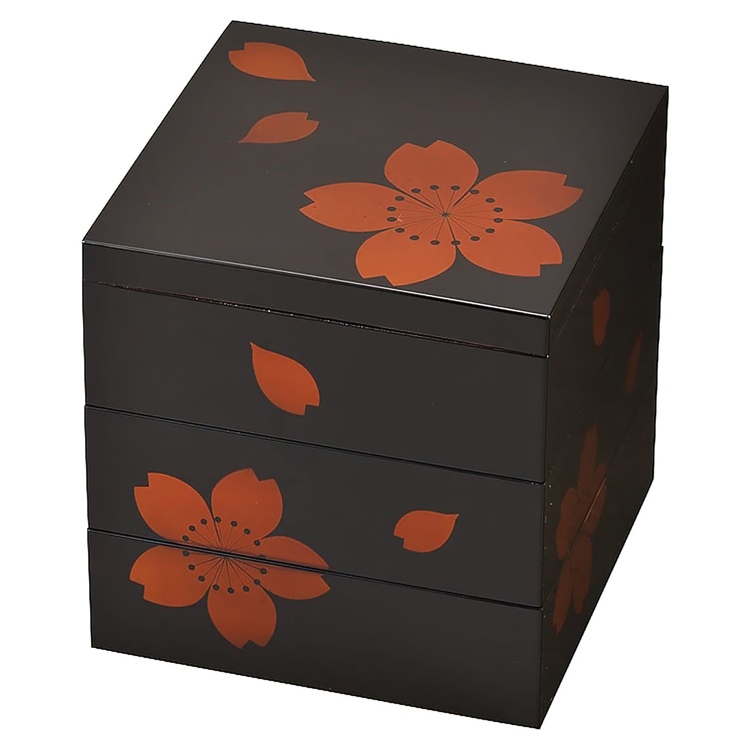 Miyamoto Abs Resin 3-Tier Jubako Box Sakura 150mm - YOYO JAPAN