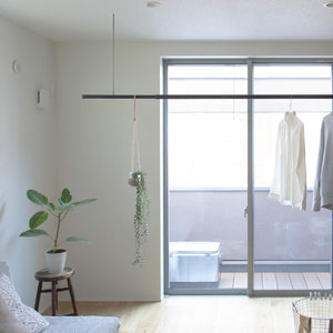 Moritaalumi Industry Indoor Clothesline Simple Laundry Bar Sen Japan Stretchable 1.28M-2.3M Max Load 10Kg Black - YOYO JAPAN