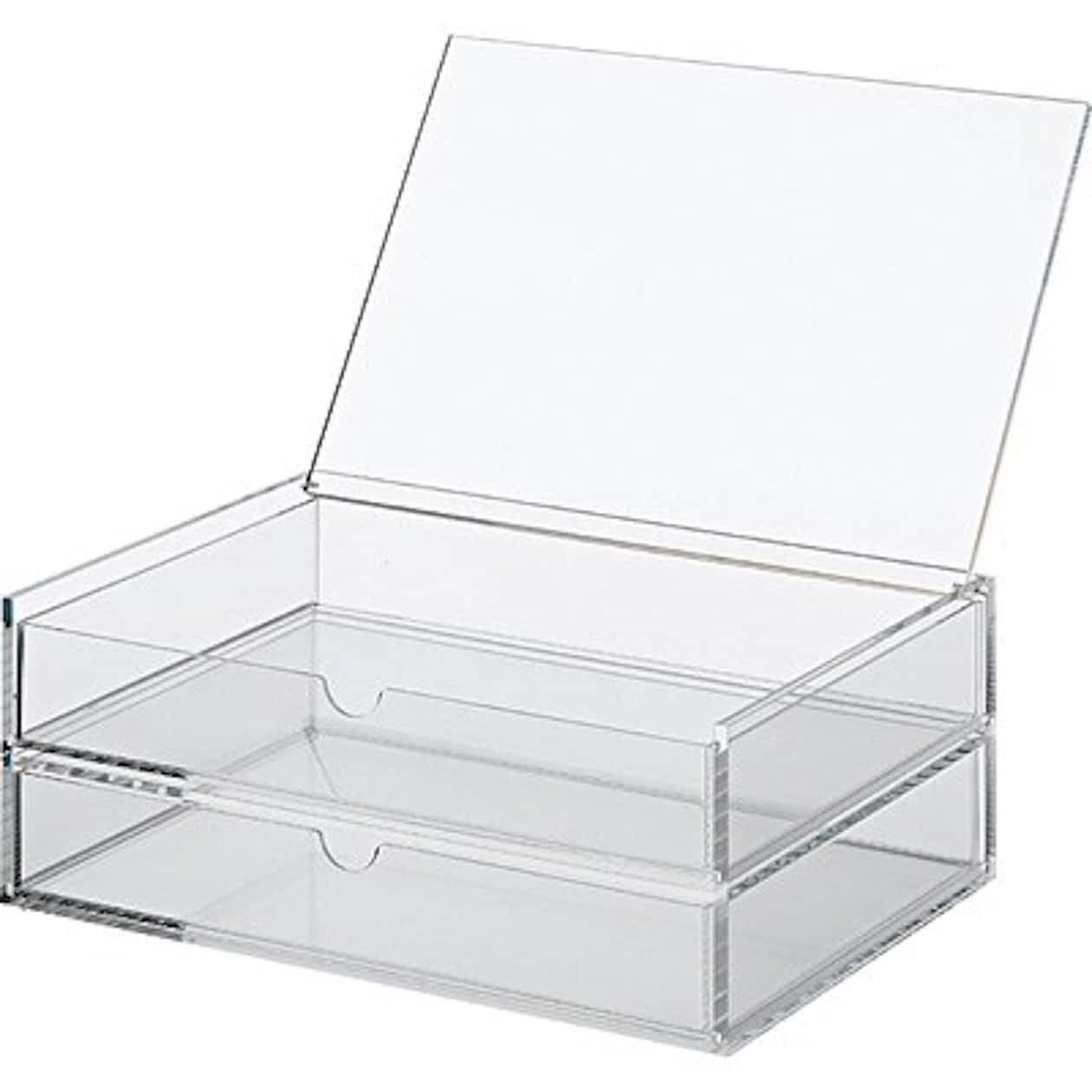 Mujirushi Ryohin 82998290 Acrylic Case 2 Tier Drawer W/ Lid 25.5X17X9.5Cm Japan