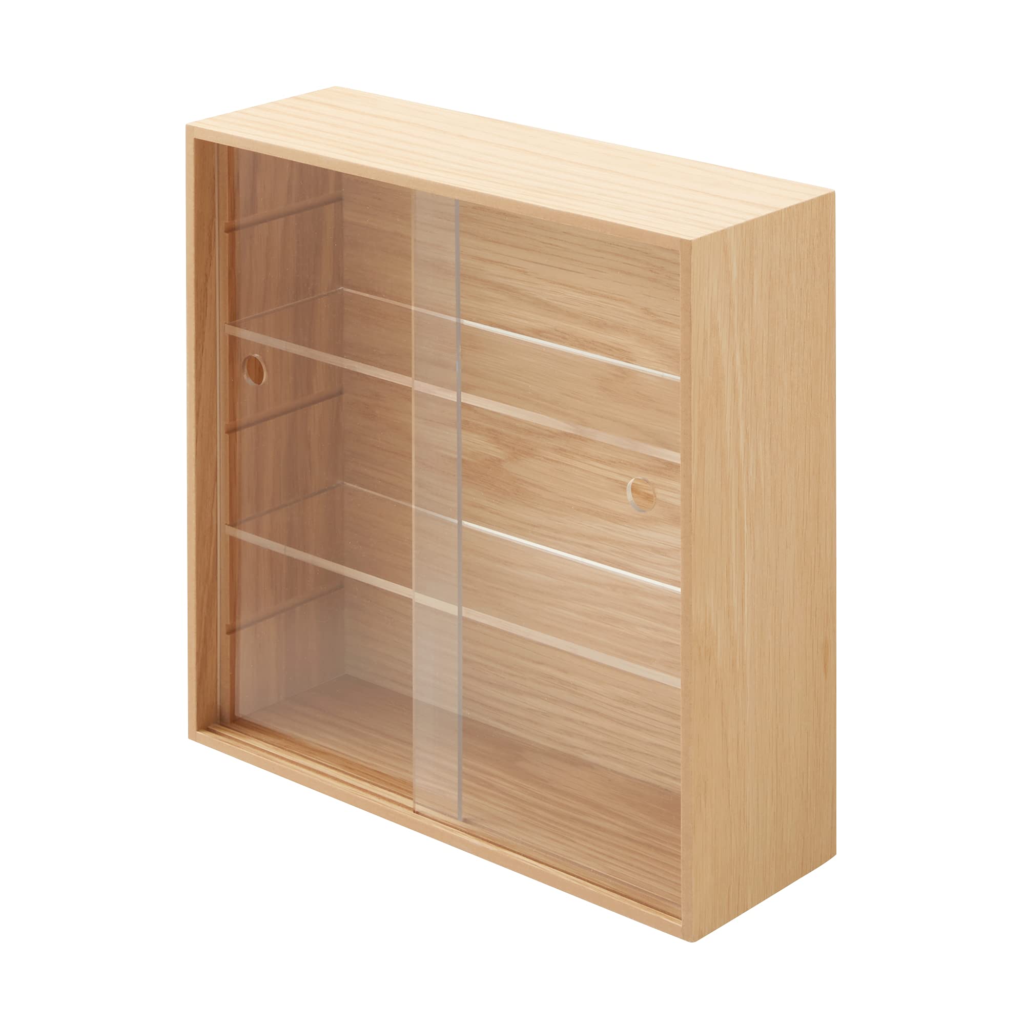 Mujirushi Ryohin Japan Wooden Collection Stand W/ Sliding Door 25.2X8.4X25.2Cm 44310250