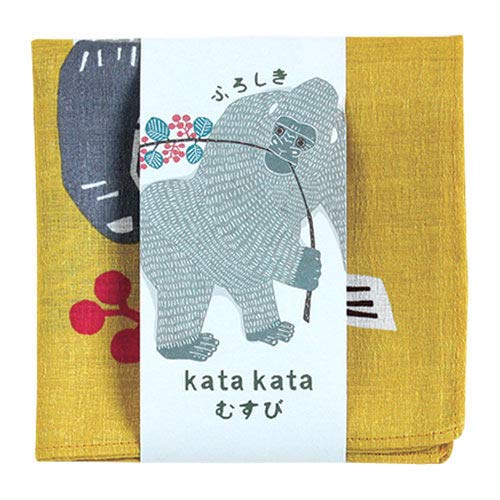 Musubi Furoshiki 50Cm Kata Kata Gorilla Yellow Made In Japan 20011-107