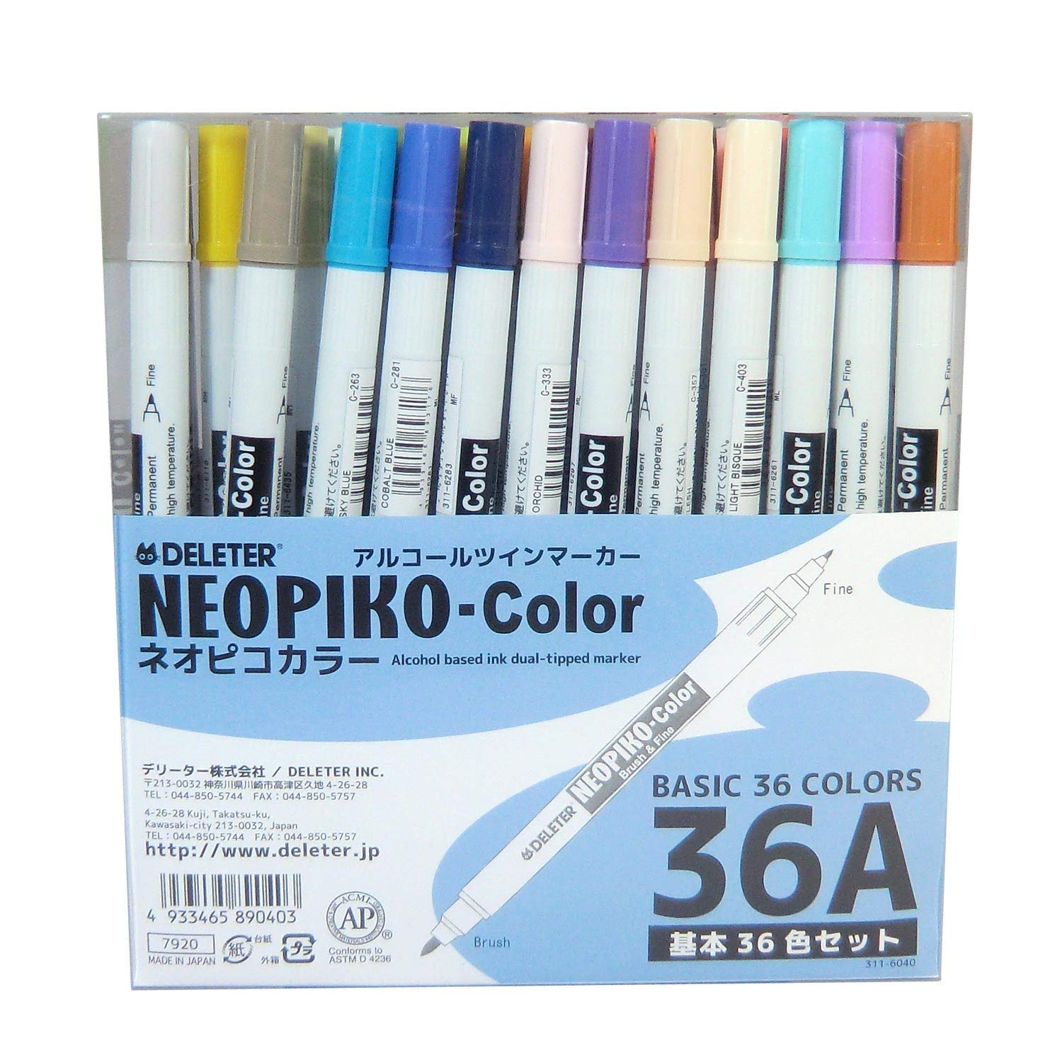 Deleter Neo Pico Color Set A 36 Colors Premium Art Markers