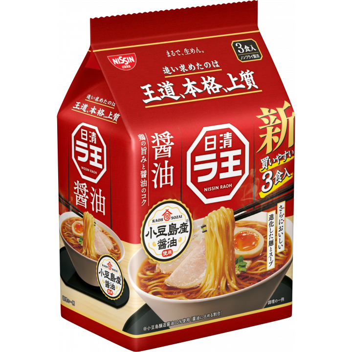 Nissin Raoh Shoyu Soy Sauce Ramen Non-Fried Noodles 3 Servings