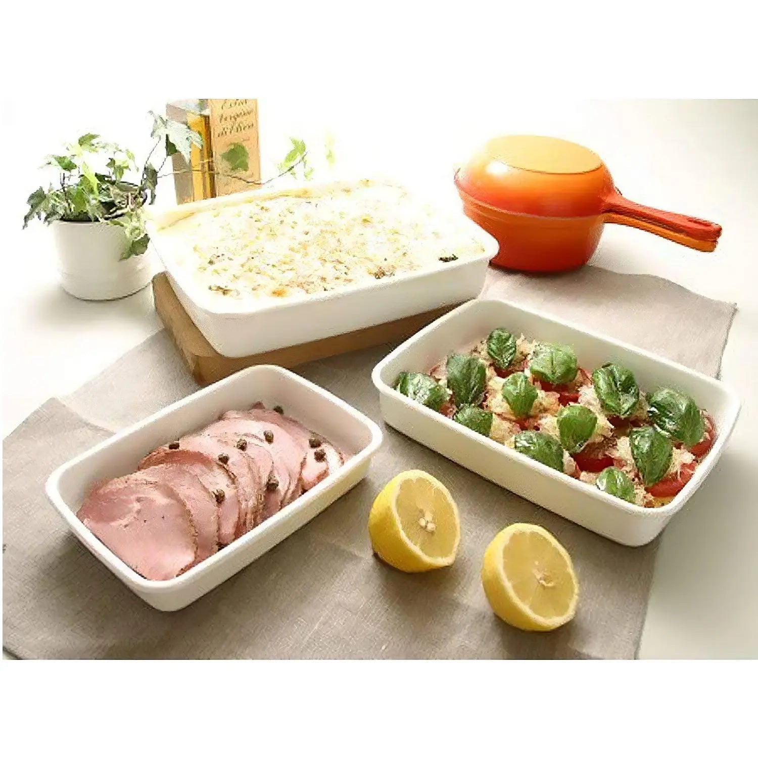 Noda Horo White Series Enamel Rectangle Deep Food Containers With Sealed Lid Small