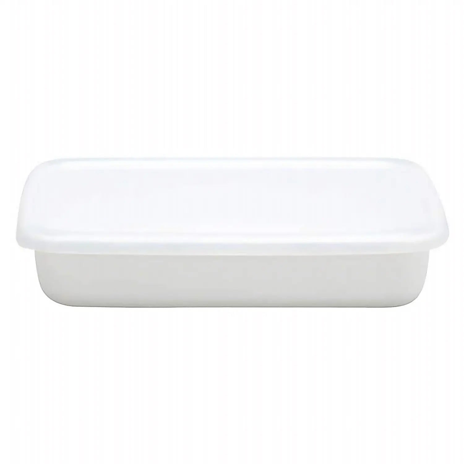 Noda Horo White Series Enamel Rectangle Shallow Food Containers With Lid Small