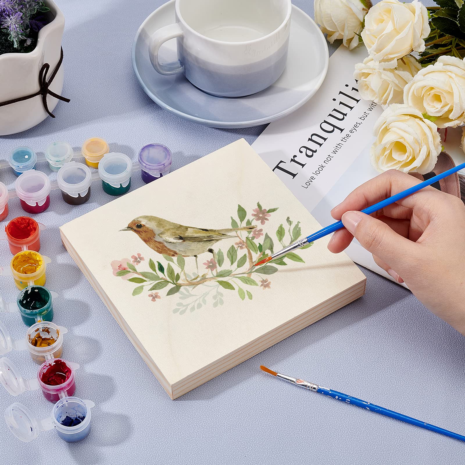 Olycraft 8 Pcs Canvas Art Supplies Wooden Drawing Board Japan - Pine Tree Frame Square Wood Frame Unfinished Clay Art Crafts Room Decoration - YOYO JAPAN