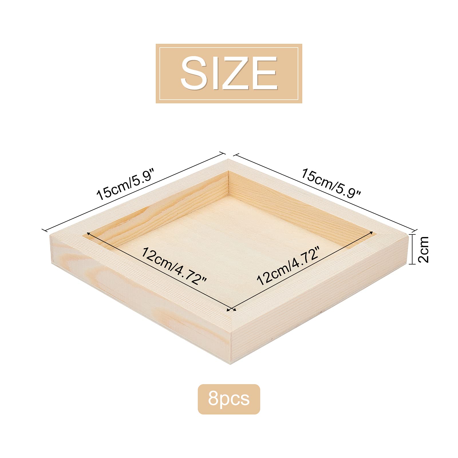 Olycraft 8 Pcs Canvas Art Supplies Wooden Drawing Board Japan - Pine Tree Frame Square Wood Frame Unfinished Clay Art Crafts Room Decoration - YOYO JAPAN