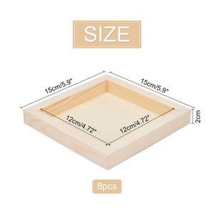 Olycraft 8 Pcs Canvas Art Supplies Wooden Drawing Board Japan - Pine Tree Frame Square Wood Frame Unfinished Clay Art Crafts Room Decoration - YOYO JAPAN