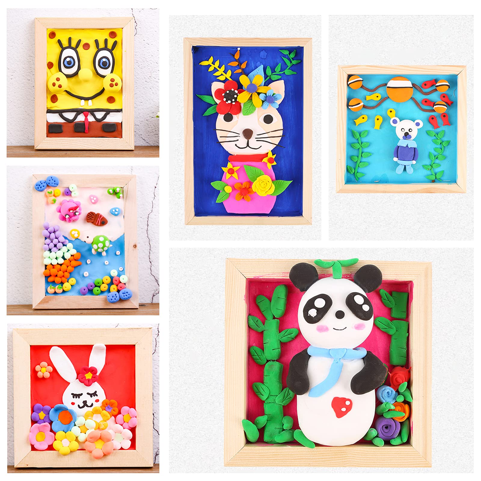 Olycraft 8 Pcs Canvas Art Supplies Wooden Drawing Board Japan - Pine Tree Frame Square Wood Frame Unfinished Clay Art Crafts Room Decoration - YOYO JAPAN