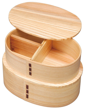Ruozhao Japan Oval 2-Tier Bento Box Natural Ph02Sw - YOYO JAPAN