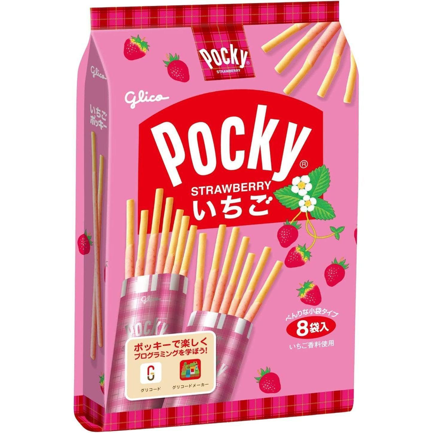 Glico Strawberry Pocky Strawberry Chocolate Biscuit Sticks (Pack of 6)