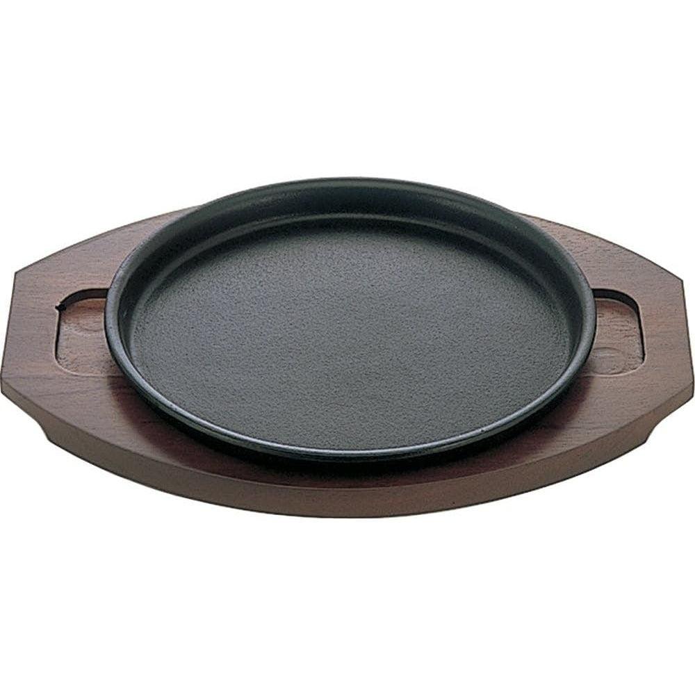 Ikenaga Cast Iron Yakisoba Plate Sizzling Plate With Wooden Stand