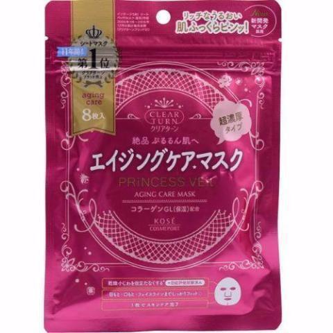Kose Cosmeport Clear Turn Princess Veil Wrinkle Care Face Mask 8 Sheets