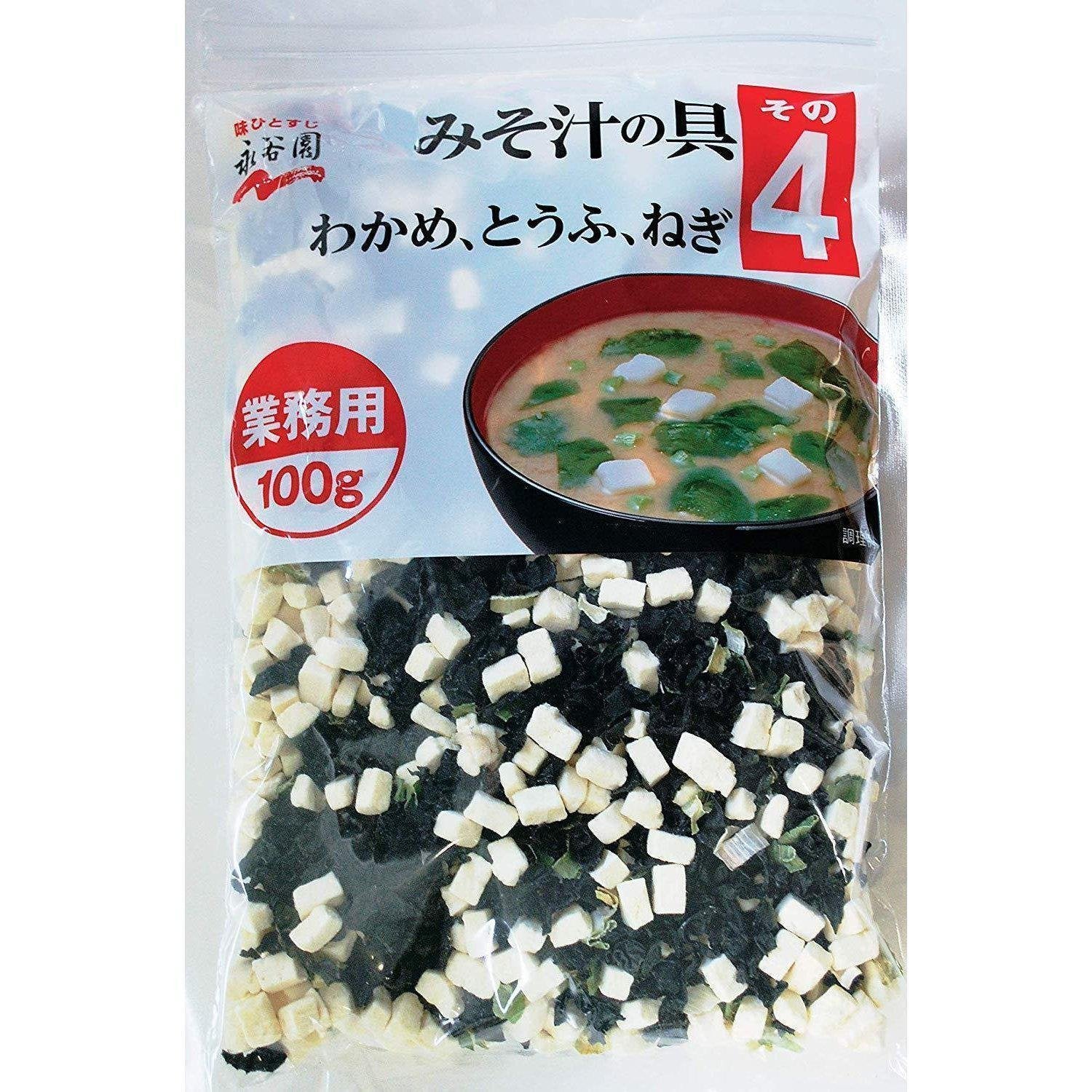 Nagatanien Instant Miso Soup Ingredients (Wakame,Tofu,Green Onion) 100g