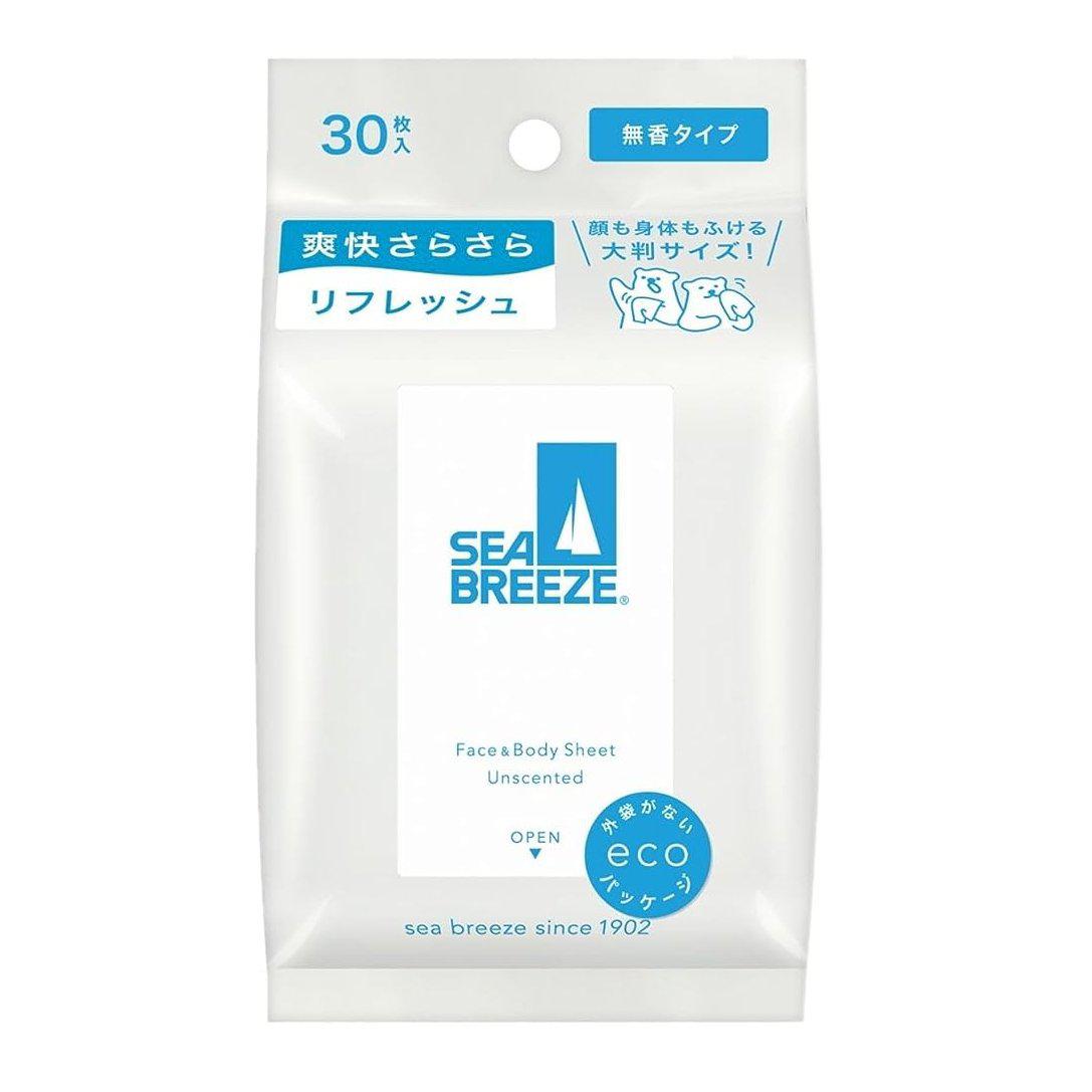 Sea Breeze Deodorant Body Wipes Unscented 30 Sheets