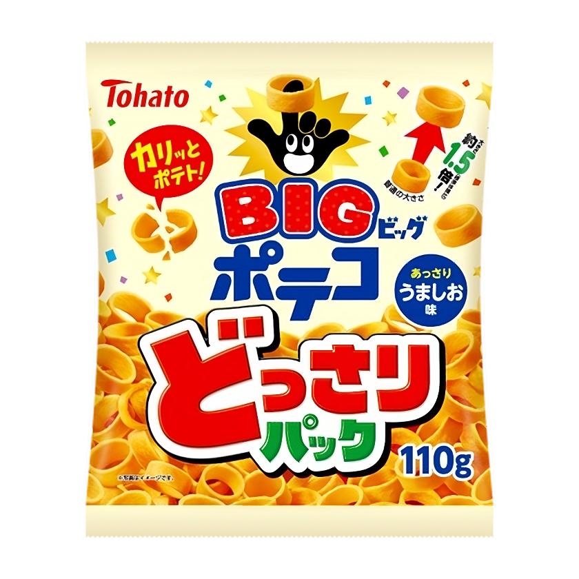 Tohato Poteco Ring Shaped Potato Chips Lightly Salted Big 110g (Pack of 3) - YOYO JAPAN
