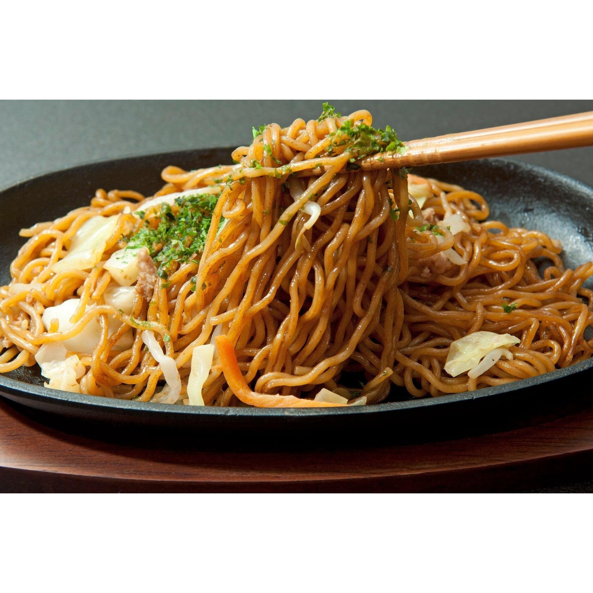 Ikenaga Cast Iron Yakisoba Plate Sizzling Plate With Wooden Stand