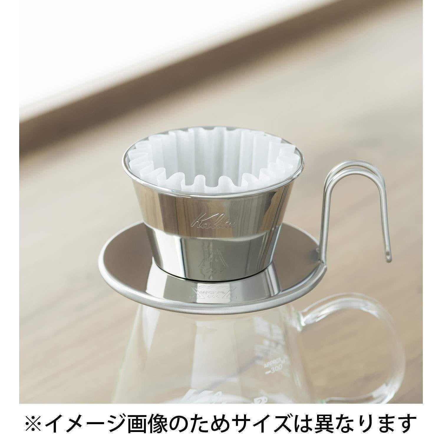 Kalita Stainless Wave Coffee Dripper + Glass Server + Paper Filters Set
