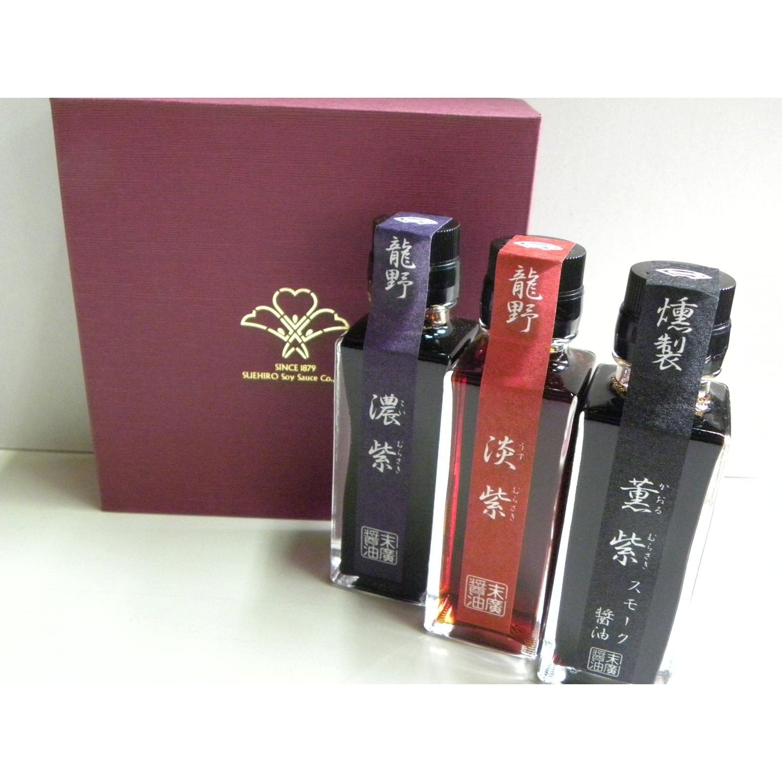 Suehiro 3 Bottle Soy Sauce Gift Set (Usukuchi, Saishikomi & Smoked Shoyu)