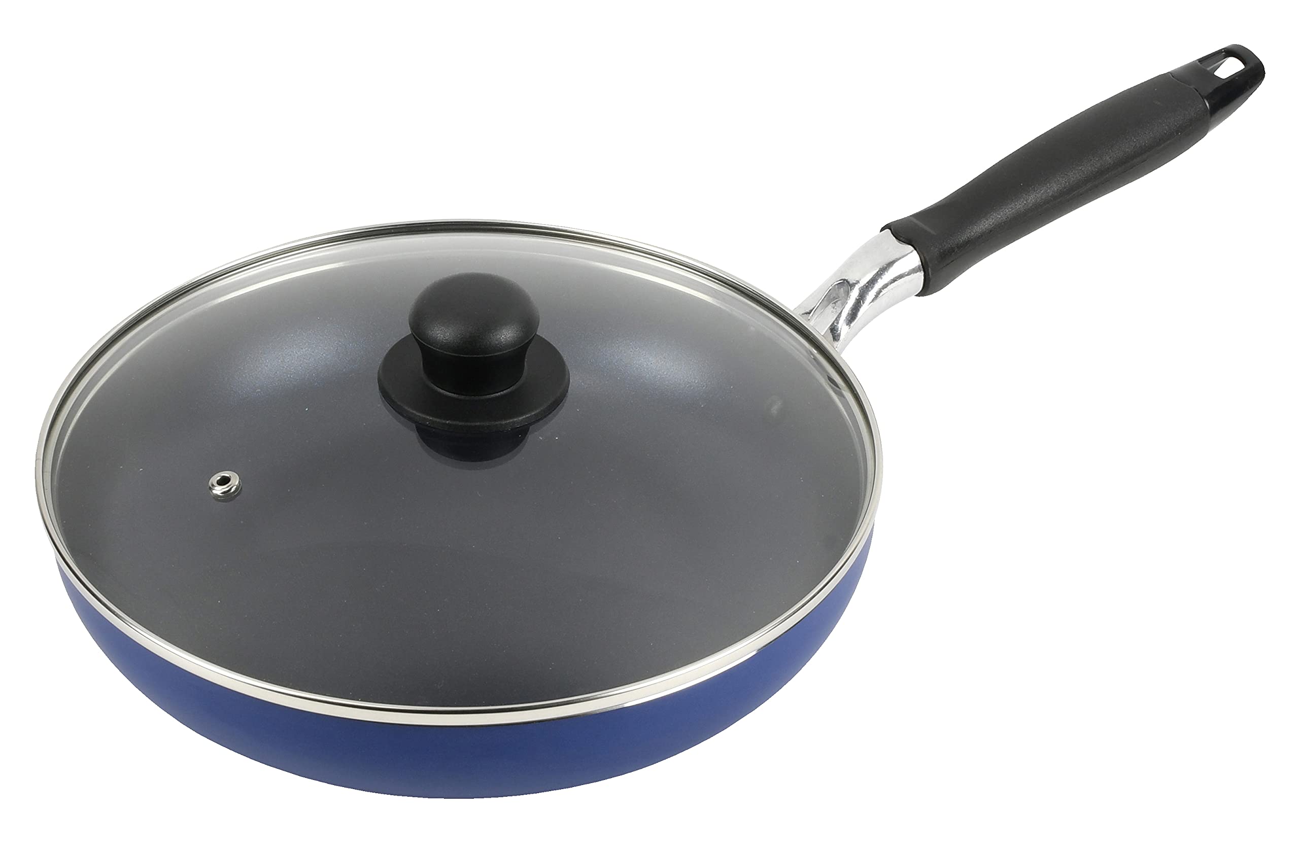 Pearl Metal Japan Kinzoku Frying Pan 26Cm Glass Lid Blue Diamond Coat Ih Compatible Hb-6012