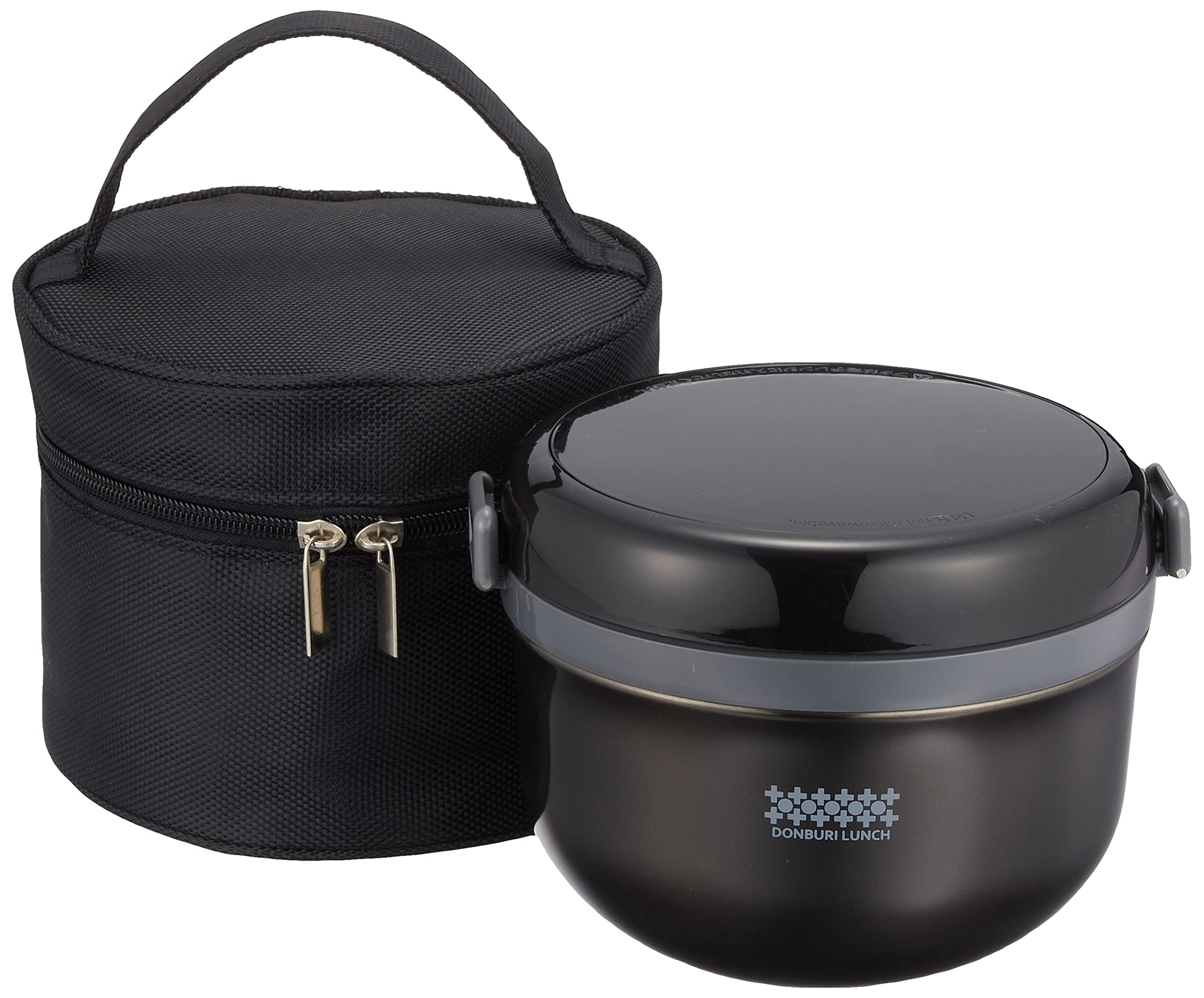 Pearl Metal Kinzoku Thermal Insulated Lunch Box 2.7 Cups W/ Bag Black Tokumori Donburi Japan - Hb-1314