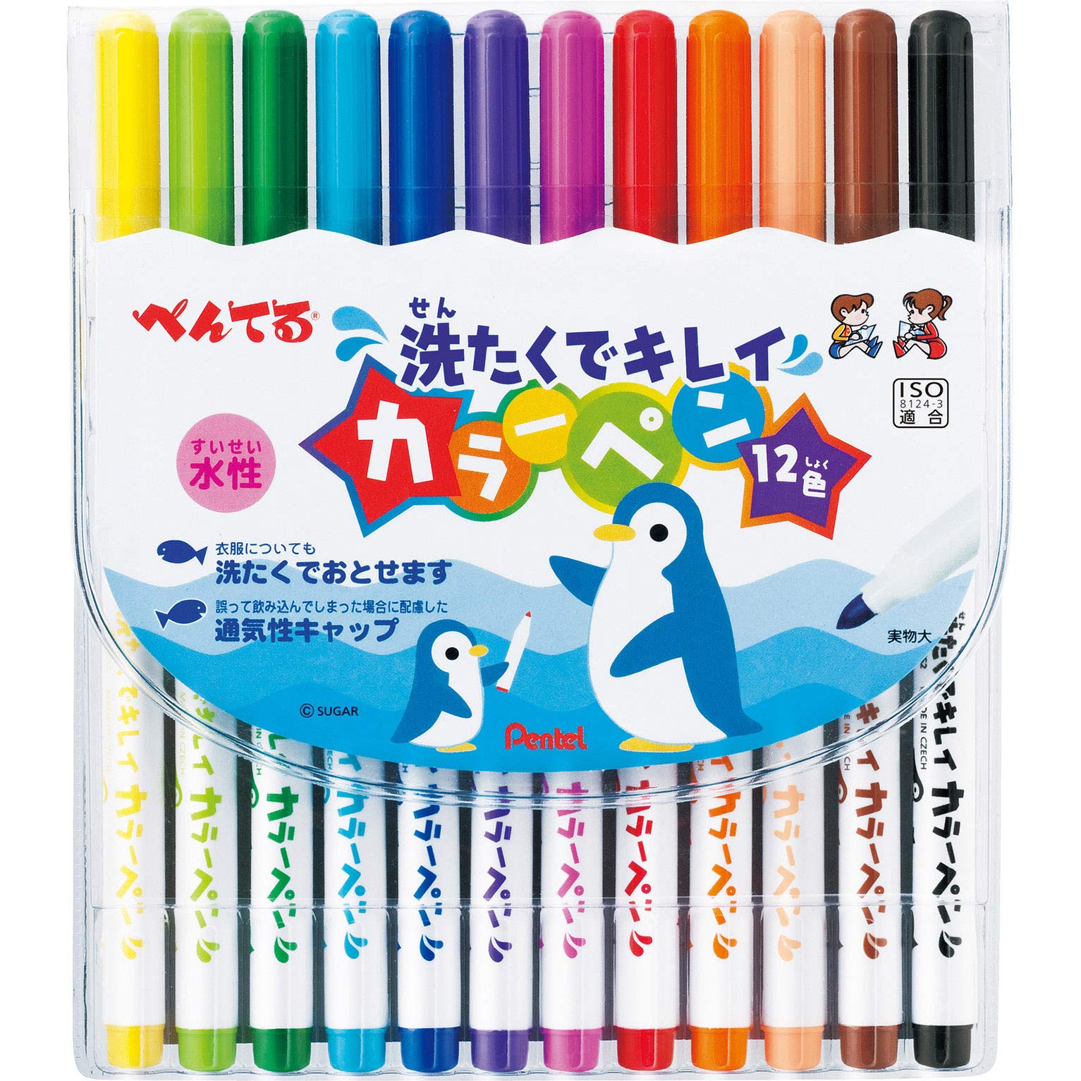 Pentel Japan Water-Based Clean Color Pen Scs2-12 12 Colors Washable