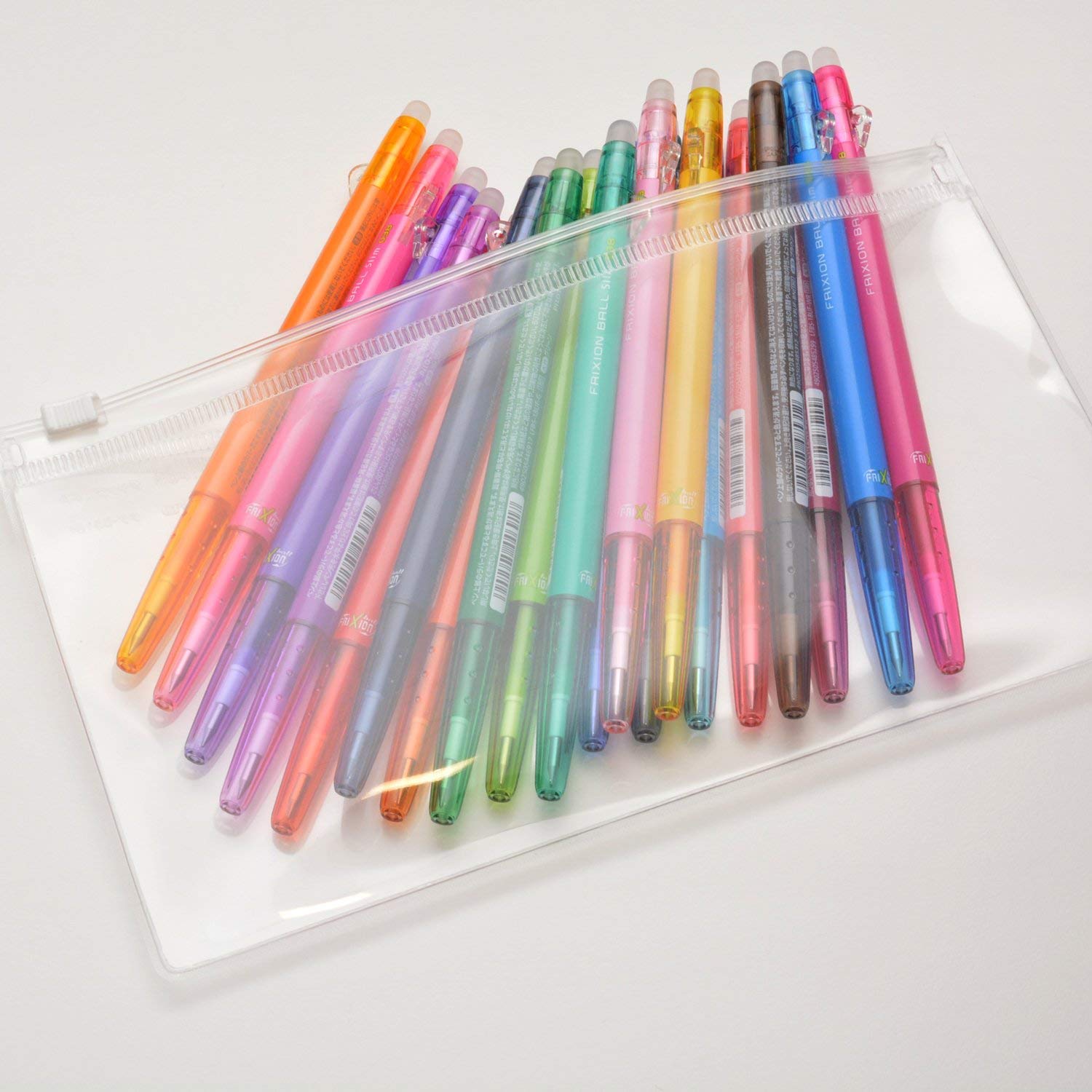 Pilot Frixion Ball Slim 0.38Mm 20 Color Set Japan In Transparent Pen Case