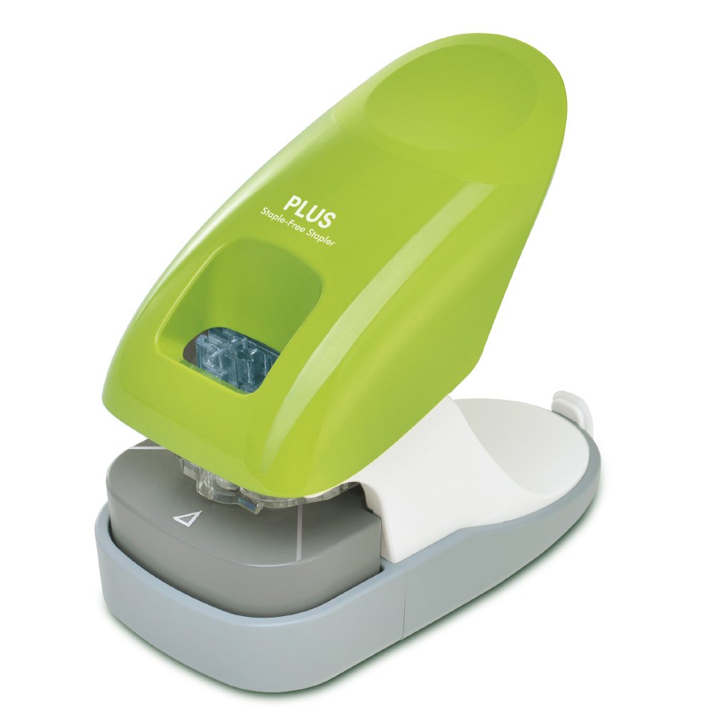 Plus Stapler Japan - Stapleless Desktop Stapler Clinch 12 Sheets Green 31-211