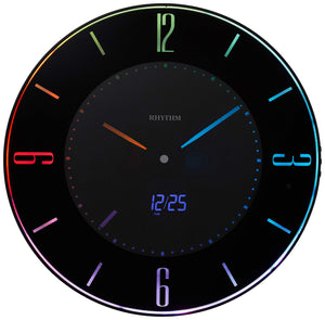 Rhythm Wall Clock Radio 365 Colors Led Color Change Black Japan 8Rz197Sr02 Φ27X2.1Cm - YOYO JAPAN
