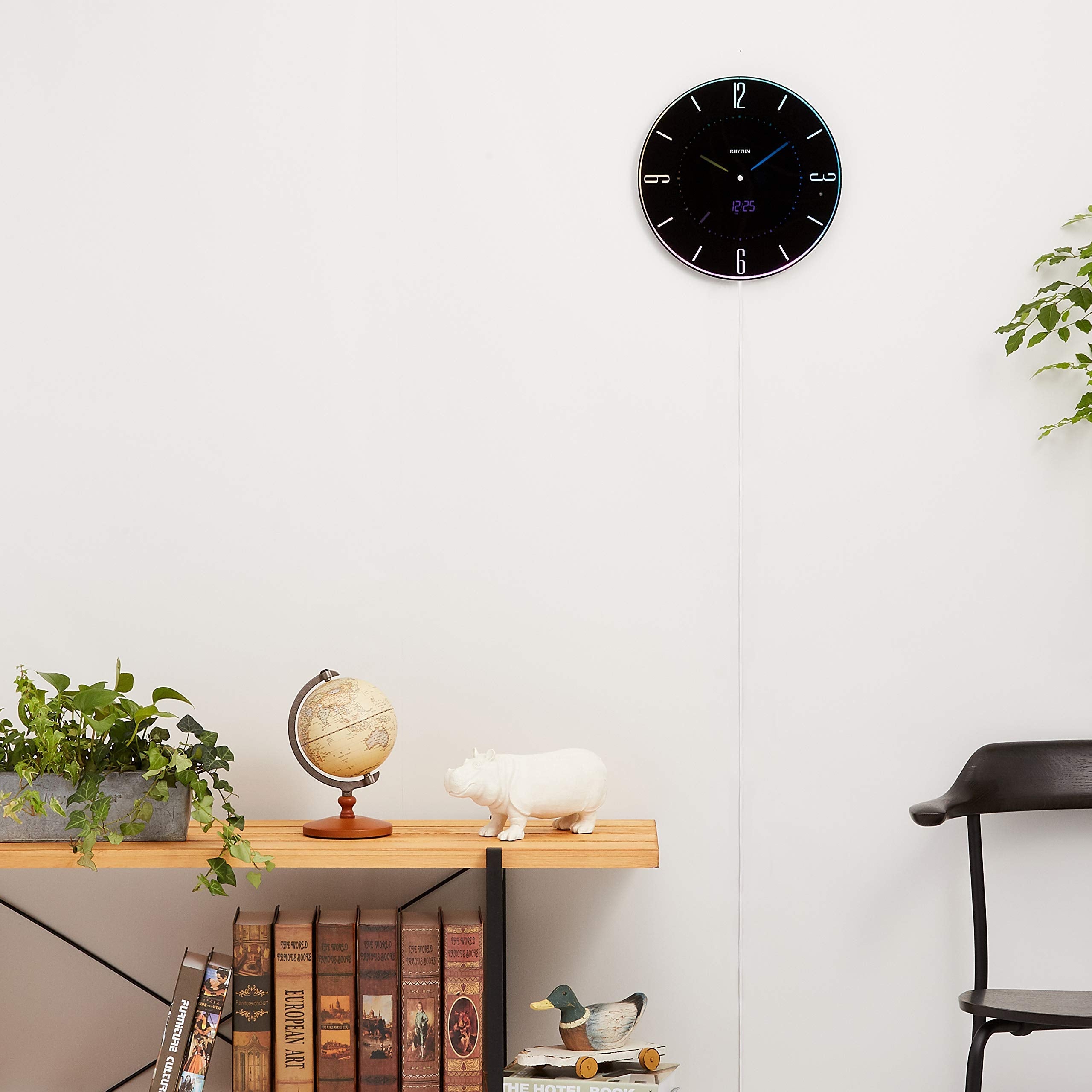 Rhythm Wall Clock Radio 365 Colors Led Color Change Black Japan 8Rz197Sr02 Φ27X2.1Cm - YOYO JAPAN