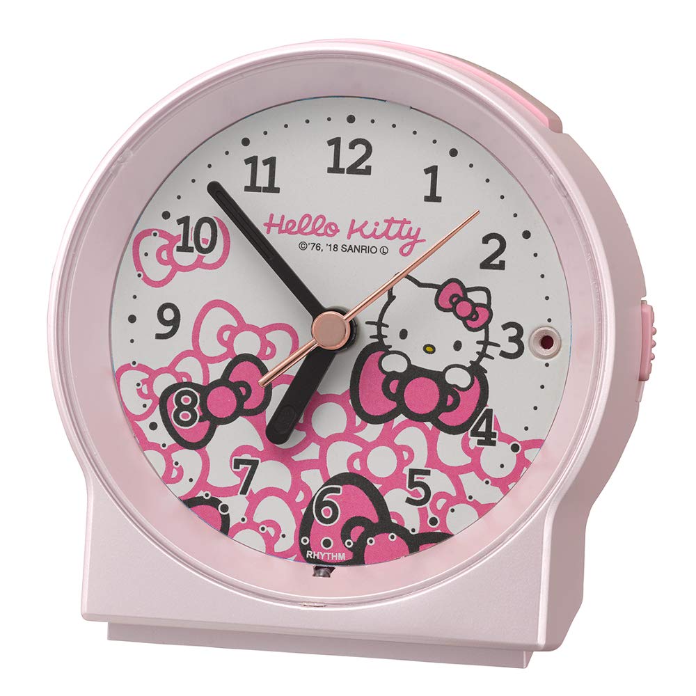 Rhythm Pink Hello Kitty Wall Clock 9.6X9.2X5.5Cm Japan Alarm Clock 8Re671Mb13