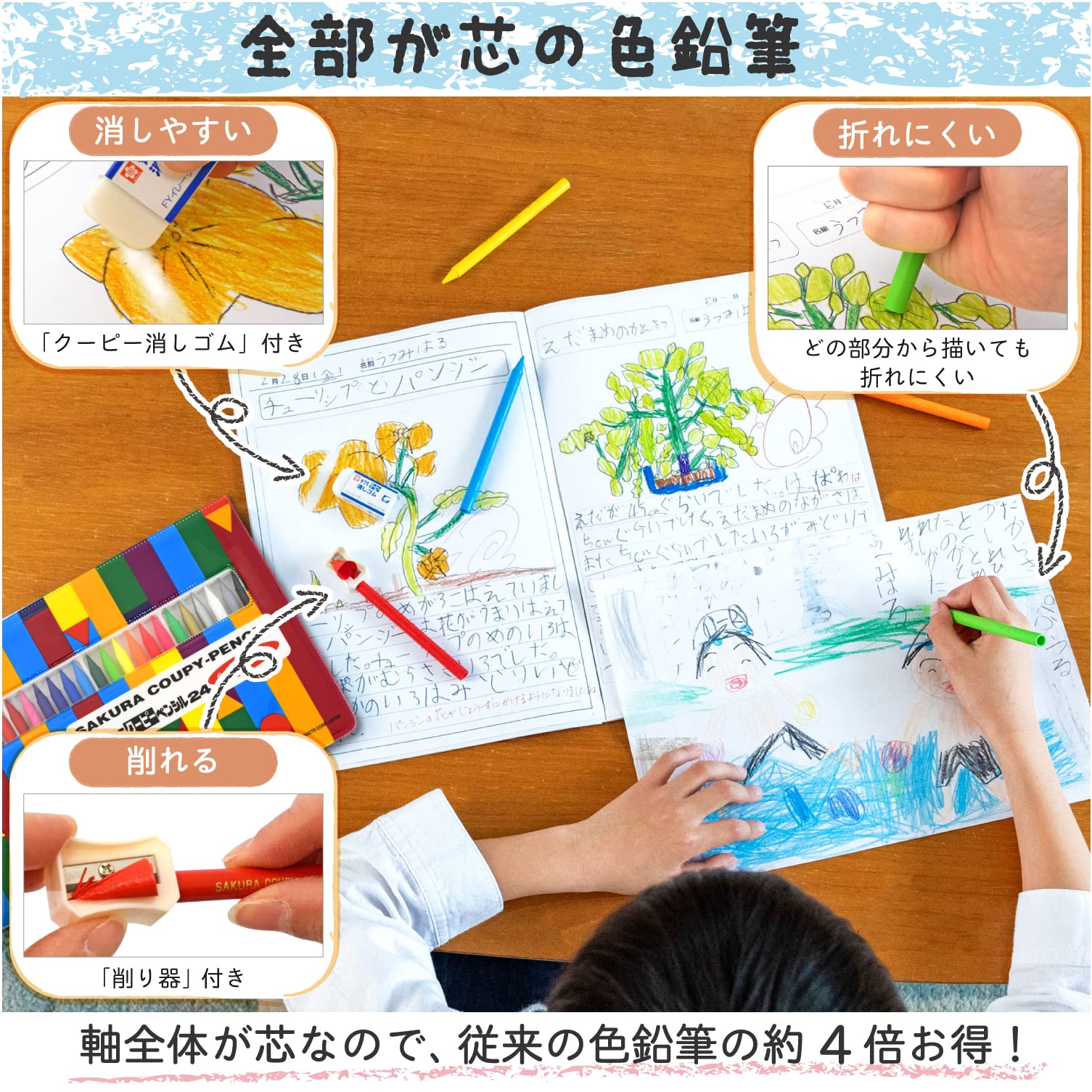 Sakura Crepas Japan Coupy Pencil 24 Colors Soft Case - YOYO JAPAN