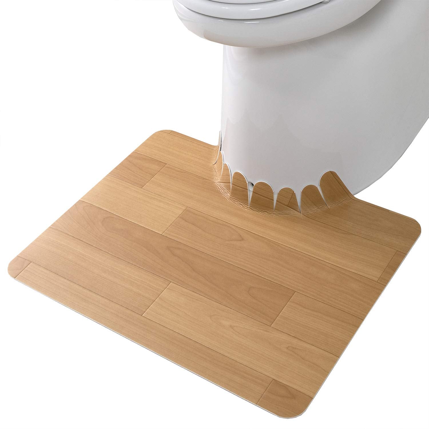 Sanko Mitsuba Kv-15 Non-Slip Toilet Mat Japan 55X43Cm Wipeable Stain Prevention Wood Beige