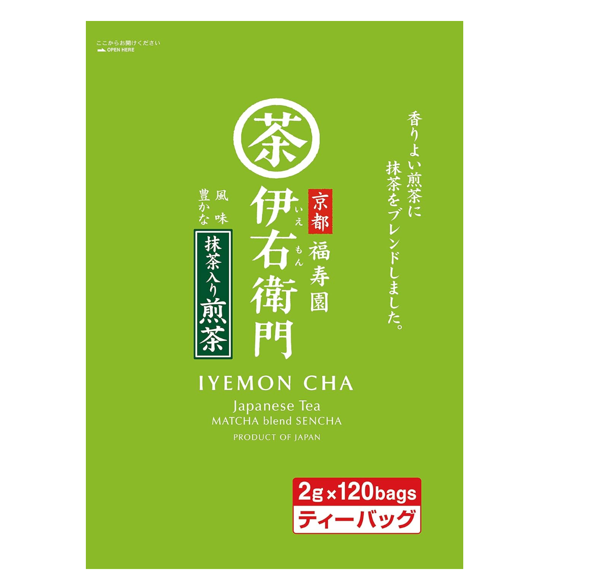Iyemon Cha Matcha Blend Sencha Japanese Tea 120 Bags - Japanese Tea With Matcha Taste