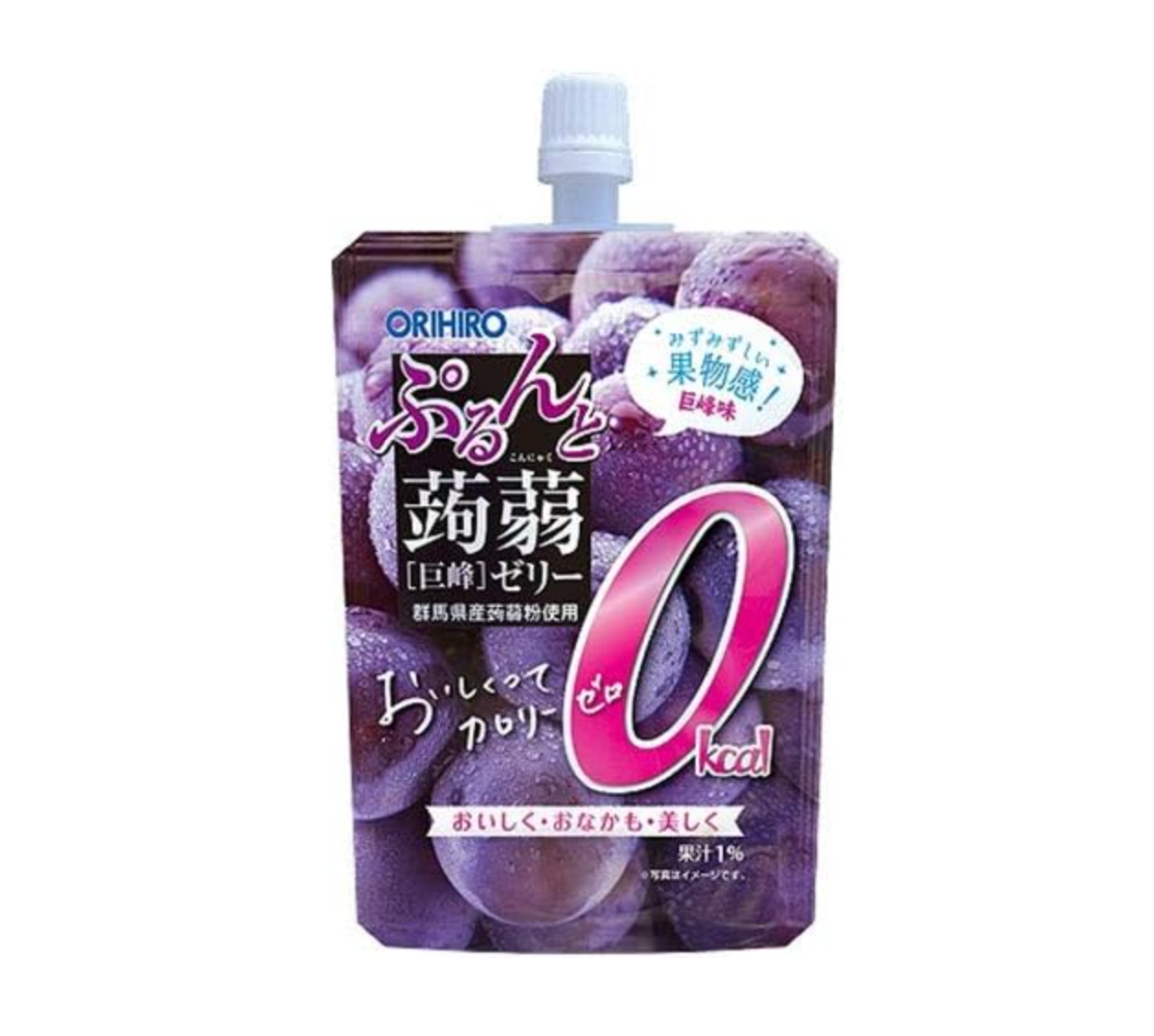 Orihiro Purun & Konjac Jelly 0 Calorie Grape 130G Pouch X 48 Pieces - Japanese