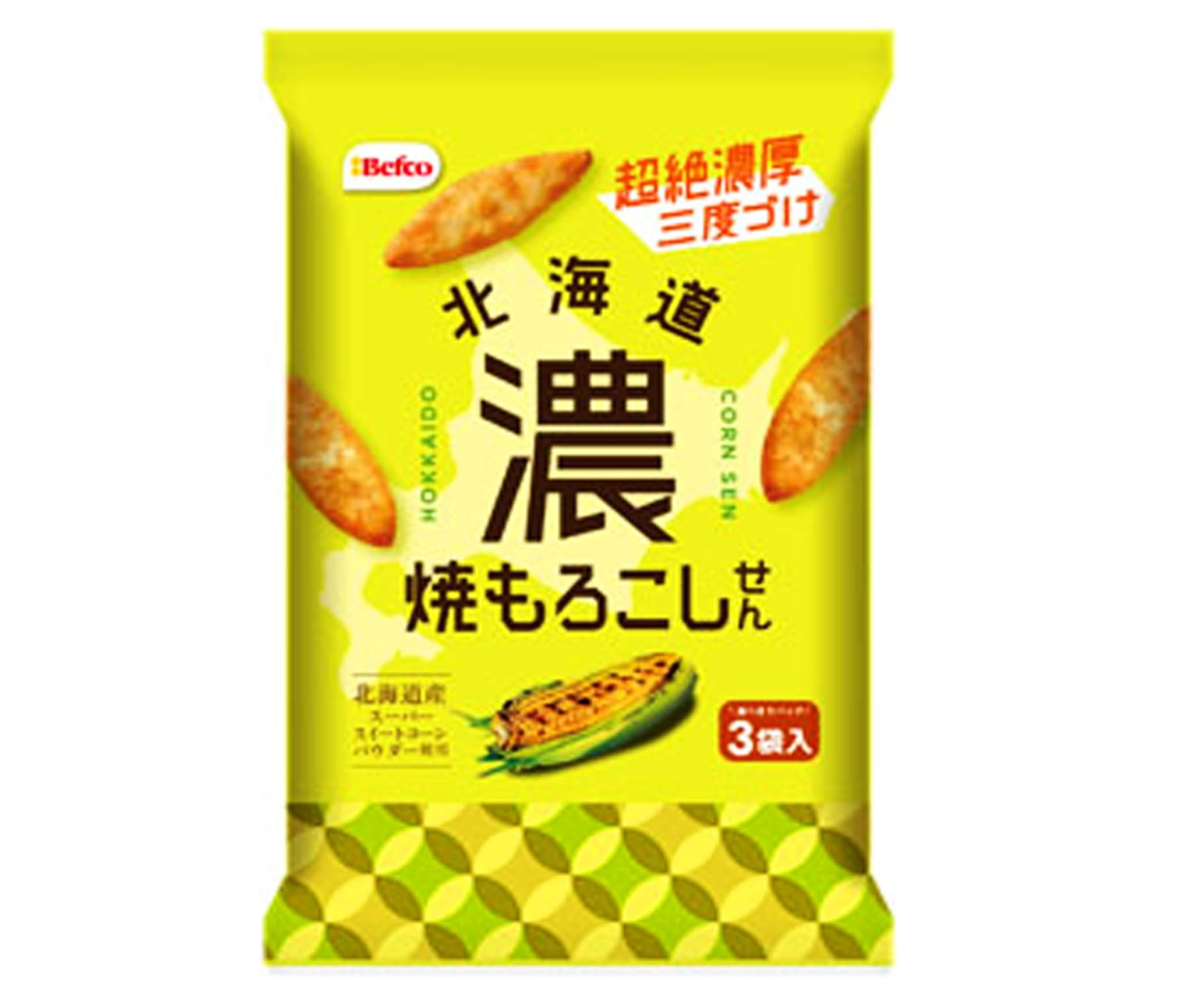 Befco Senbei Rice Crackers Hokkaido Roasted Corn Flavor 54g (Pack of 6)