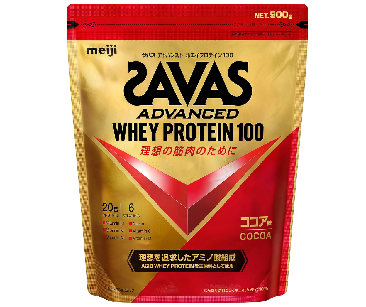 Meiji Savas 100 Whey Protein Cocoa Flavor Supplement 900g