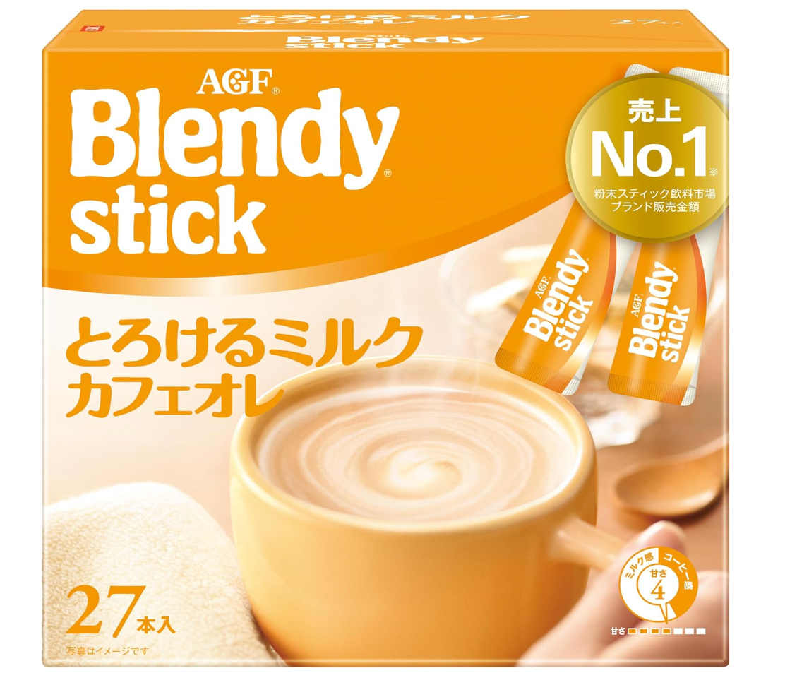 Ajinomoto Agf Blendy Stick Melted Milk Cafe Au Lait Instant Coffee 27 Sticks - Melted Milk Coffee