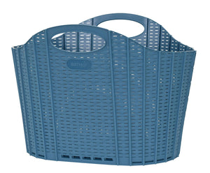 Seiei Japan Foldable Laundry Basket Rattan Style Blue Hamper Bag Folding Compact Storage 55X38X39Cm 120413 - YOYO JAPAN