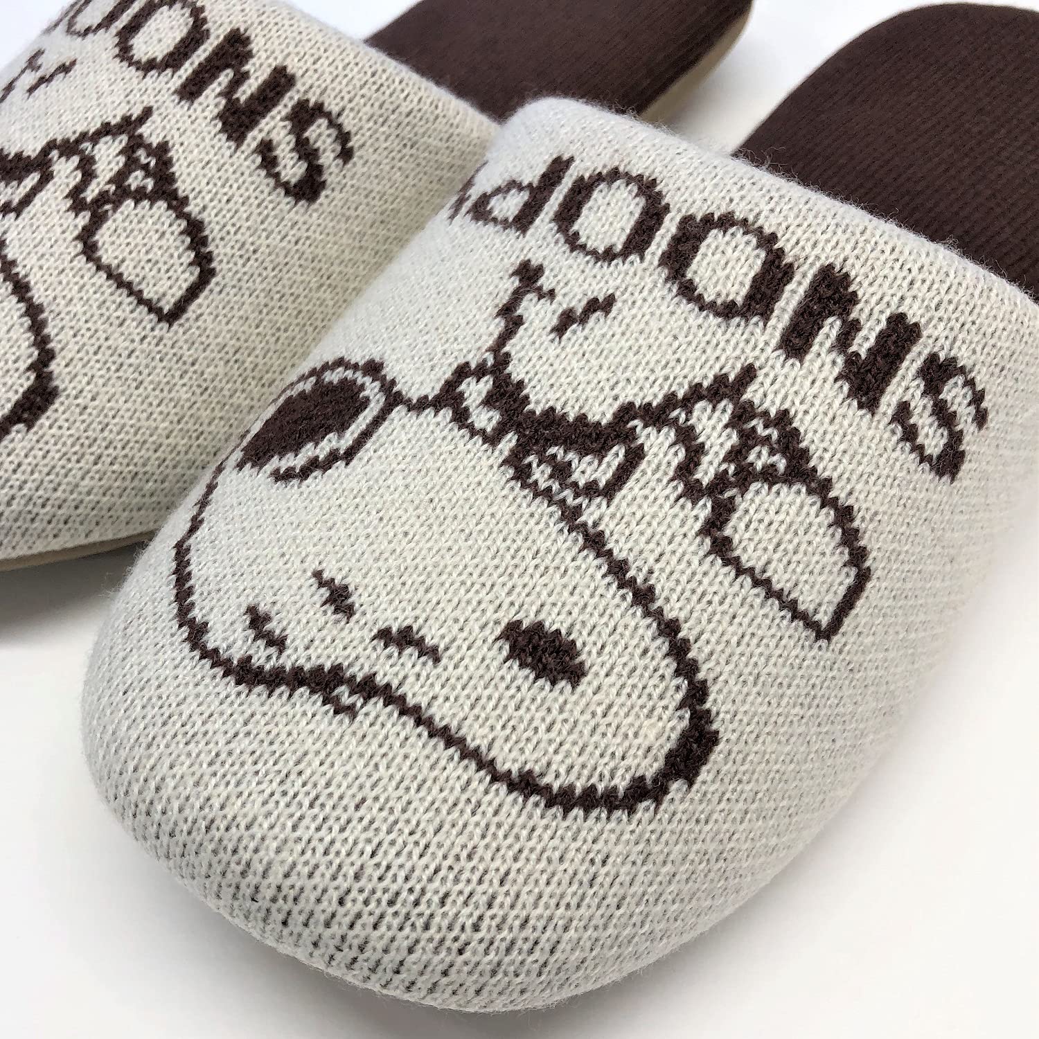 Senko Snoopy Cafe Knit Slippers 24Cm Beige 60587 - Japan