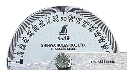 Shinwa Measurement Silver Protractor No.19 62480 Made In Japan