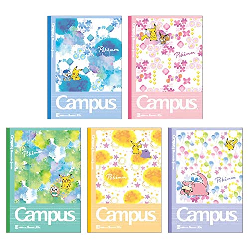 Pokemon Center Campus Notebook B Ruled 5 Patterns 5 Book Pack Watercolor Pattern