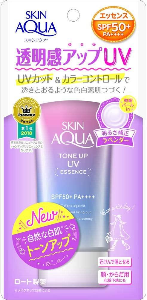 SKIN AQUA Transparency up Tone up UV essence Sunscreen Heart-throbbing sabon scent Lavender color 80g SPF50 +